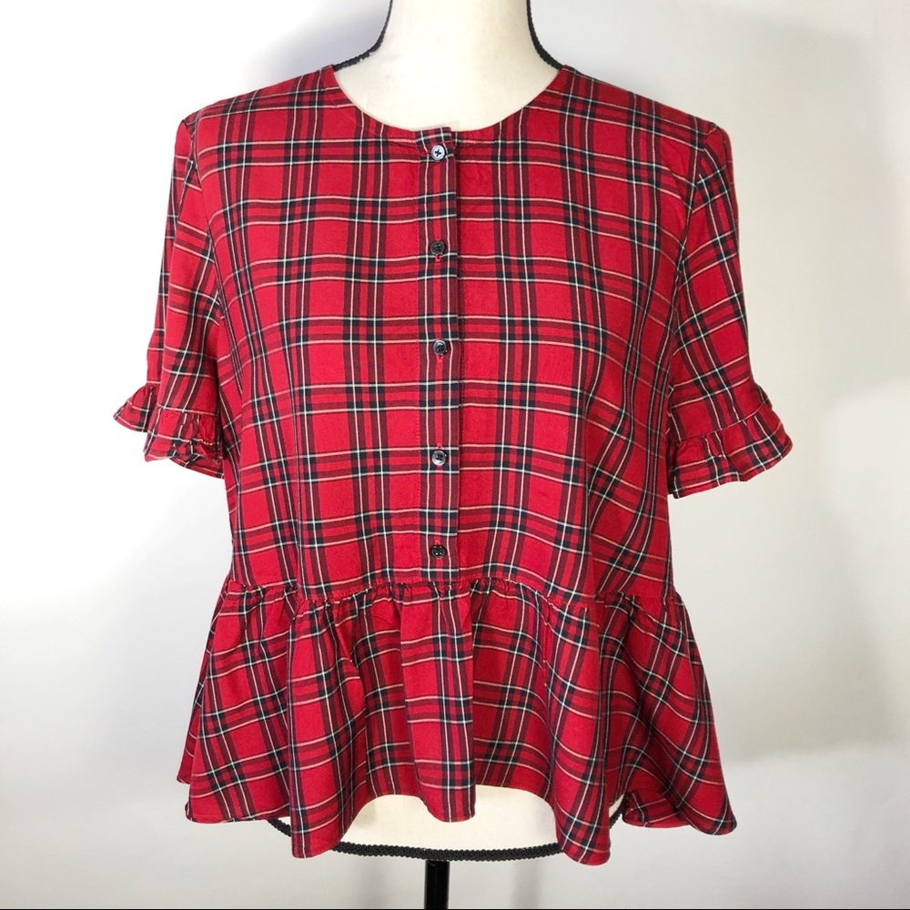 Madewell plaid swing top size large